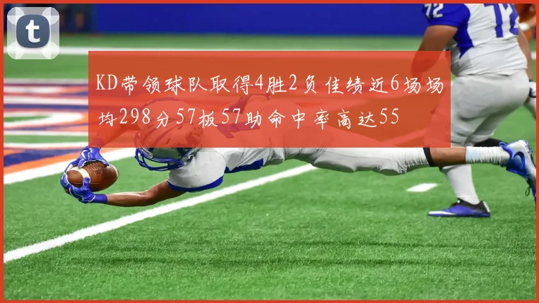 KD带领球队取得4胜2负佳绩近6场场均298分57板57助命中率高达55